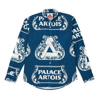 PALACE x Stella Artois Crossover Alphabet Logo Full Print Shirt Jacket Unisex Blue PAL-SS21-11