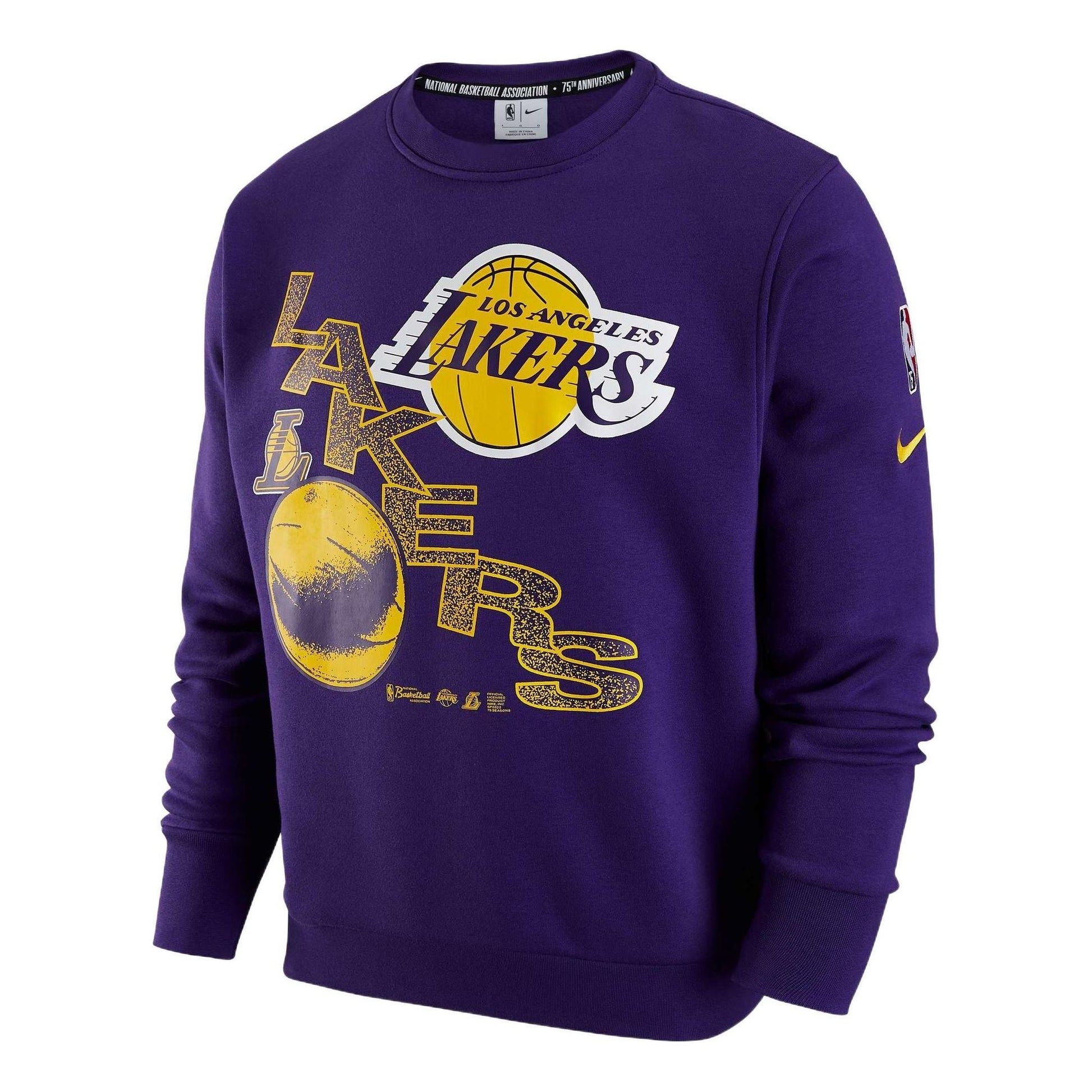 Nike NBA Los Angeles Lakers Courtside Casual Sports Printing Fleece Long Sleeves Purple DH9439-504