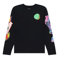 Air Jordan Mj Sticker Long Sleeve Crew Multi-Color Round Neck Pullover Black CD5513-010