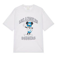 MLB  Disney Mickey Crossover Los Angeles Dodgers Basic Printing Round Neck Short Sleeve Unisex White 31TSK3031-07W