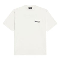 (WMNS) Balenciaga Political Campaign Large Fit Embroidery Round-neck 'White' 641655TKVJ19084