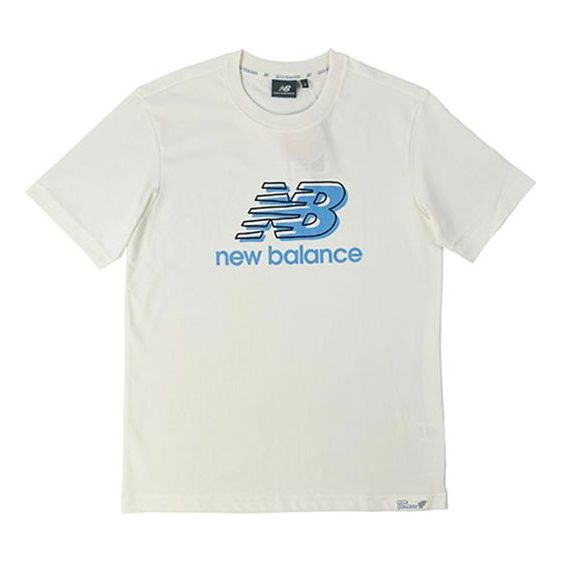 New Balance Essentials Logo Printed T-Shirt Asia Sizing 'White Blue' NEA2V061-AS