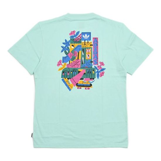 adidas originals Wapato Tee Printing Sports Round Neck Short Sleeve light green DU8368