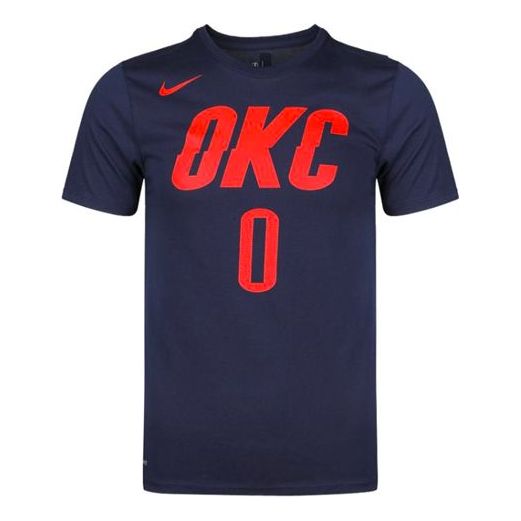 Nike NBA Oklahoma City Thunder Westbrook 0 Quick Dry Short Sleeve Navy Blue Dark blue 870797-419