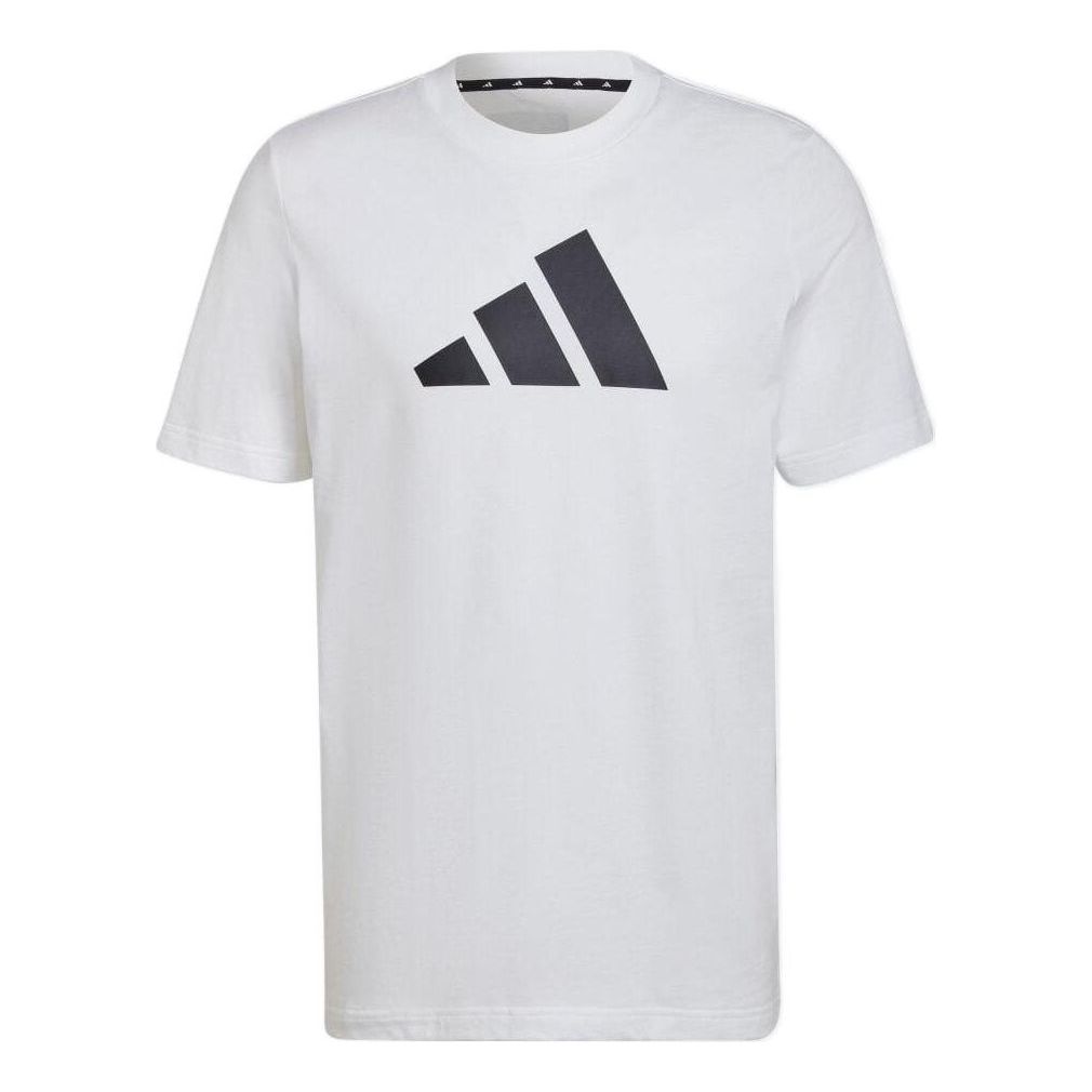 Men's adidas Large Logo Printing Casual Round Neck Pullover Short Sleeve Japanese Version White T-Shirt HC3476