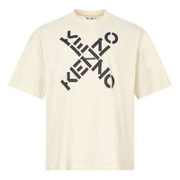 Men's KENZO SS21 Alphabet Logo Round Neck Short Sleeve Beige T-Shirt FA65TS5024SJ-04
