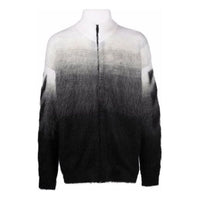 Men's Off-White FW21 Arrows Pattern Jacquard Gradient Zipper Cardigan Wool Sweater Loose Fit Black OMHF032F21KNI0011010