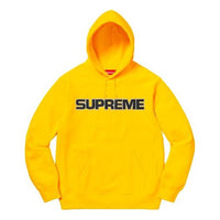 Supreme FW18 Perforated Leather Hooded Sweatshirt Yellow Logo SUP-FW18-122