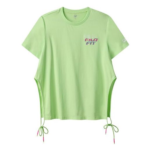 (WMNS) FILA Alphabet Printing Drawstring Loose Sports Short Sleeve Green A11W121126F-LG