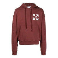 Men's Off-White SS22 Pattern Logo Hooded Long Sleeves Version Wine Red OMBB037F22FLE00228012801