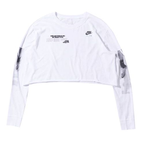 (WMNS) Nike Short Printing Long Sleeves White CT8918-100