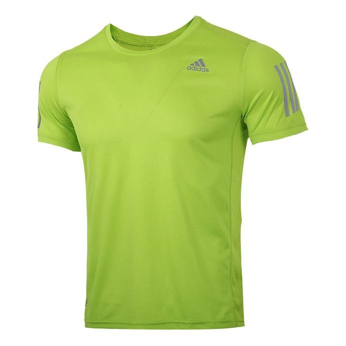 adidas Running Training Sports Quick Dry Short Sleeve Green FQ7253