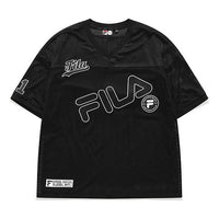 FILA FUSION Large Logo Mesh Breathable Short Sleeve Black T11W122112A-BK