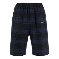 Off-White SS22 Arrow Pattern Printing Plaid Shorts Blue OMCB058S22FAB0014501