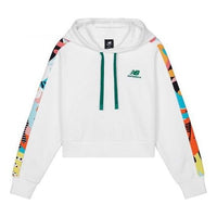 (WMNS) New Balance Graphic Print Sleeves Hoodie Asia Sizing 'White Multi' AWT03341-MUN