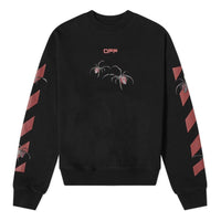 Men's Off-White Logo Spider Printing Round Neck Long Sleeves Black OMBA035S20E300011024