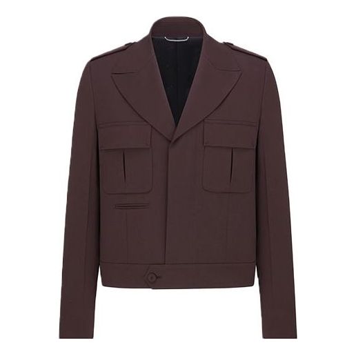 Men's DIOR FW21 Solid Color Wool Twill Version Jacket Brown 143C204A4739-C787