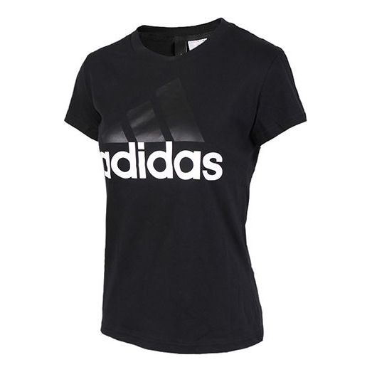 (WMNS) adidas Classic Large logo Printing Short Sleeve Black B45786