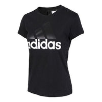 (WMNS) adidas Classic Large logo Printing Short Sleeve Black B45786