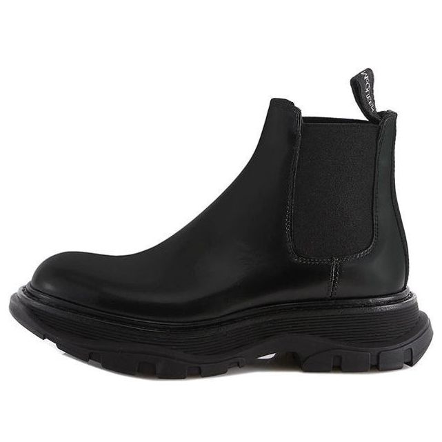 (WMNS) Alexander McQueen Leather Chelsea boots 'Black' 641837WHZ841000