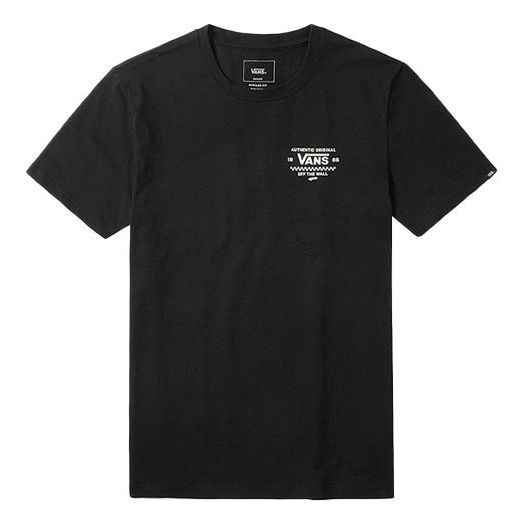 Men's Vans Alphabet Pattern Printing Loose Short Sleeve Black VN0A3ZN9BLK