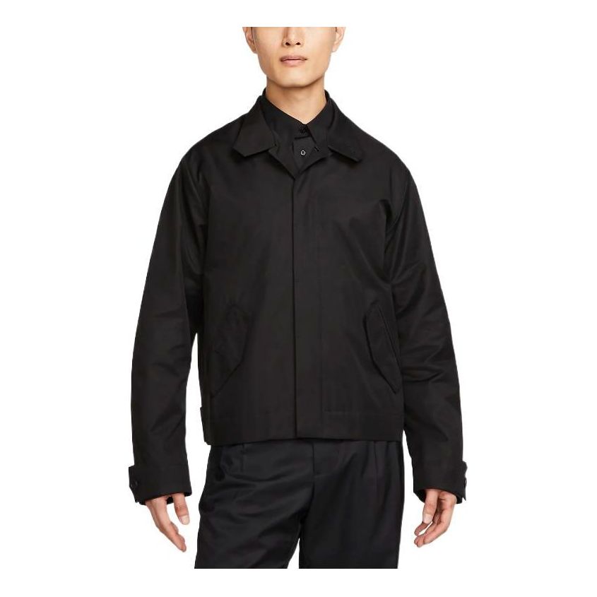 Men's Nike Solid Color Straight Casual Lapel Jacket Black DN4094-010