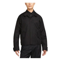 Men's Nike Solid Color Straight Casual Lapel Jacket Black DN4094-010