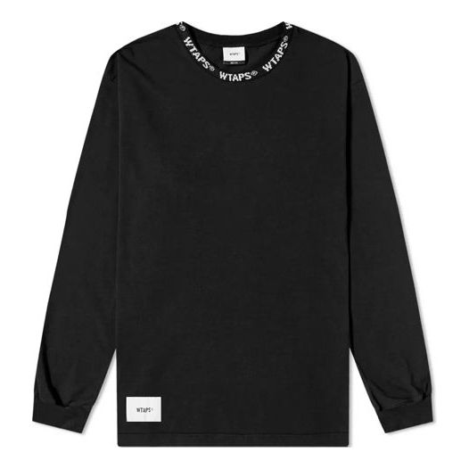 WTAPS Pyn. Design Ls 01 / Tee. Cotton Logo Long-Sleeve Unisex Black 201ATDT-CSM15
