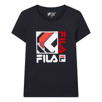 (WMNS) FILA Alphabet Logo Printing Knit Short Sleeve Blue F11W018153F-NV
