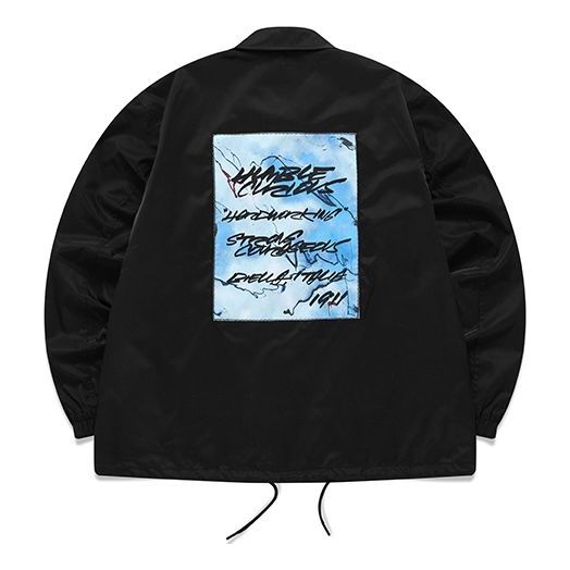Men's FILA FUSION x FUTURA Crossover Pattern Printing Loose Coach Jacket Black T11M138703F-BK