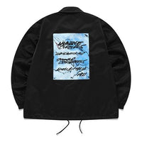 Men's FILA FUSION x FUTURA Crossover Pattern Printing Loose Coach Jacket Black T11M138703F-BK