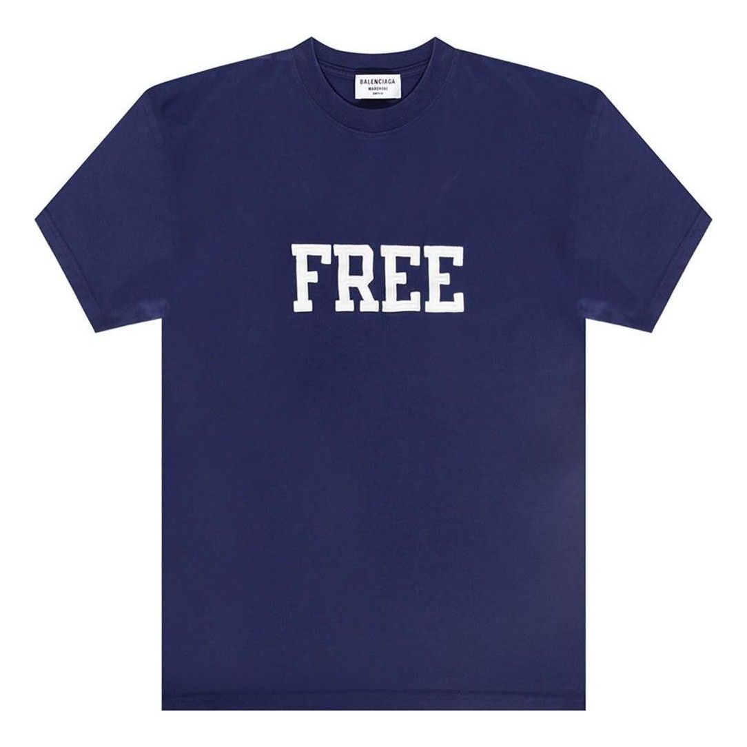 Balenciaga Free Logo T-Shirt 'Navy' 612965TKVD33967