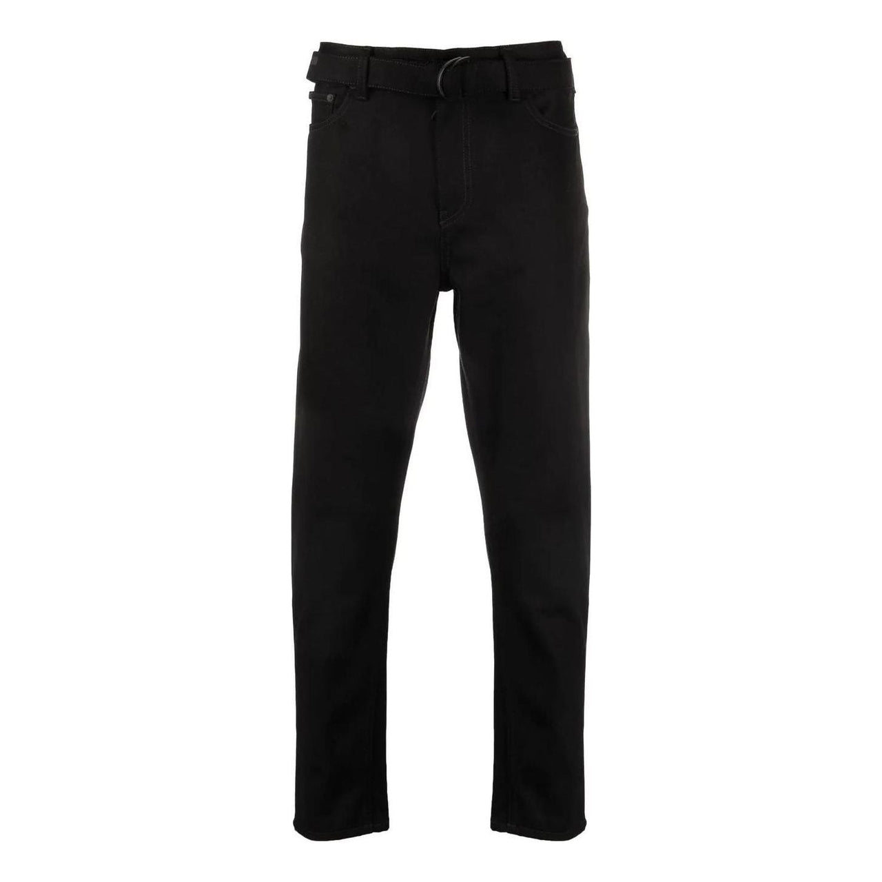 Men's Off-White SS22 Solid Color High Waist Straight-Leg Casual Pants/Trousers Black OMYA142C99DEN0011010