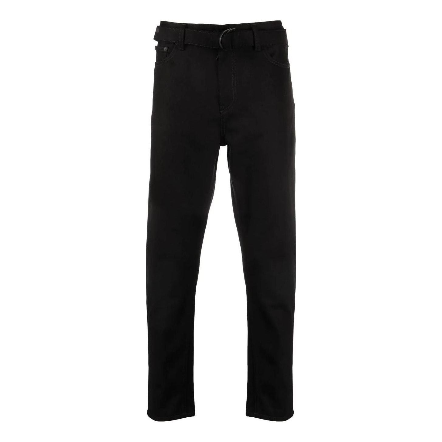 Men's Off-White SS22 Solid Color High Waist Straight-Leg Casual Pants/Trousers Black OMYA142C99DEN0011010