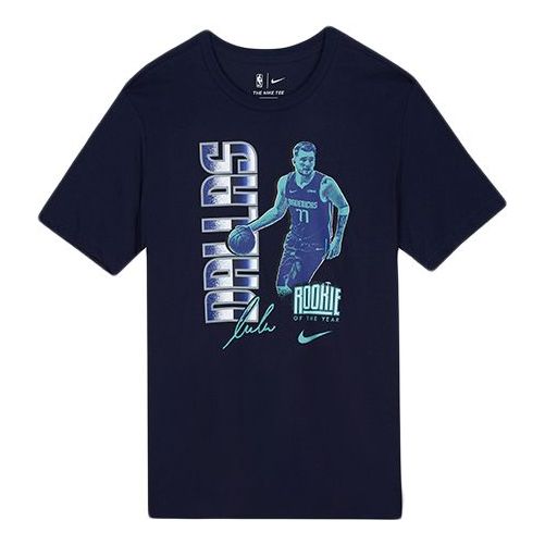 Men's Nike Casual Sports Breathable Doncic Pattern Short Sleeve Navy Blue T-Shirt DD2804-419