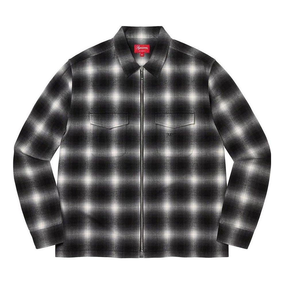 Supreme Shadow Plaid Flannel Zip Up Shirt 'Black White' SUP-FW22-275