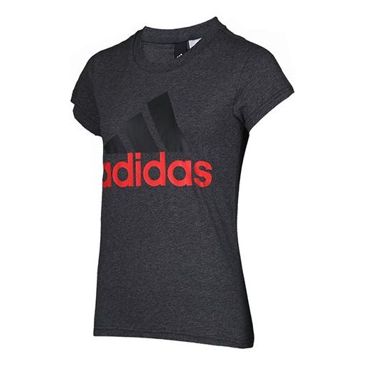 (WMNS) adidas Classic Large logo Printing Short Sleeve Gray CF8819