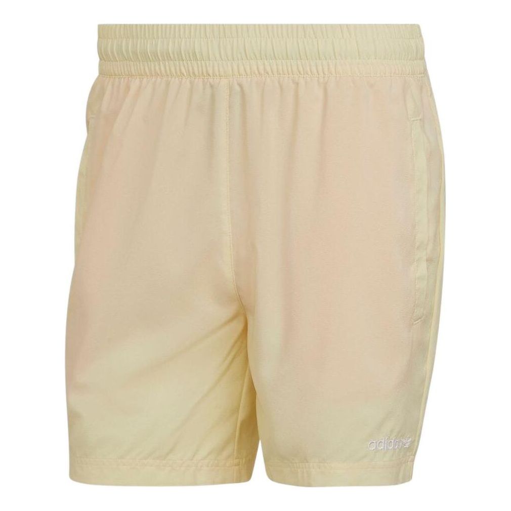 Men's adidas originals Logo Embroidered Elastic Waistband Straight Shorts Yellow HR7904