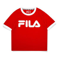(WMNS) FILA FUSION Alphabet Large Logo Printing Cotton Short Sleeve Red T11W022117F-RD