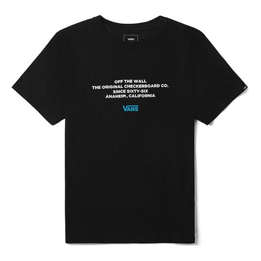Vans Alphabet Printing Athleisure Casual Sports Short Sleeve Couple Style Black VN0A4P4OBLK