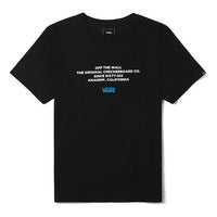 Vans Alphabet Printing Athleisure Casual Sports Short Sleeve Couple Style Black VN0A4P4OBLK