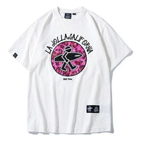 PJs Vigor Surf Alphabet Embroidered Leopard print Cotton Short Sleeve Loose Round Neck Unisex White 20SSTS1012-P