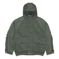 Men's adidas originals Ww Hooded Jkt Sports Embroidered Logo Cargo Solid Color Hooded Jacket Army Green HM8017