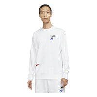 Men's Nike Contrasting Colors Logo Casual Sports Round Neck Embroidered Pullover White DJ6915-100