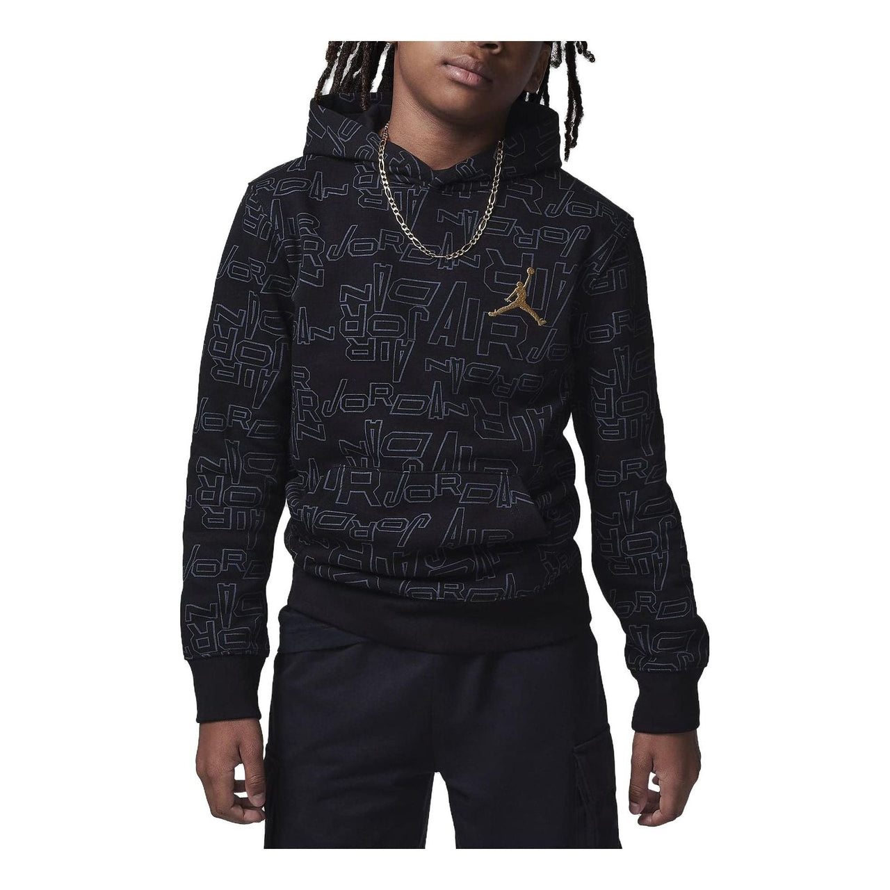 (GS) Air Jordan Take Flight Black and Gold Printed Pullover 'Black' FV5672-010