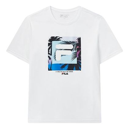 Men's FILA Subject Printing Short Sleeve White T-Shirt F11M028139F-WT