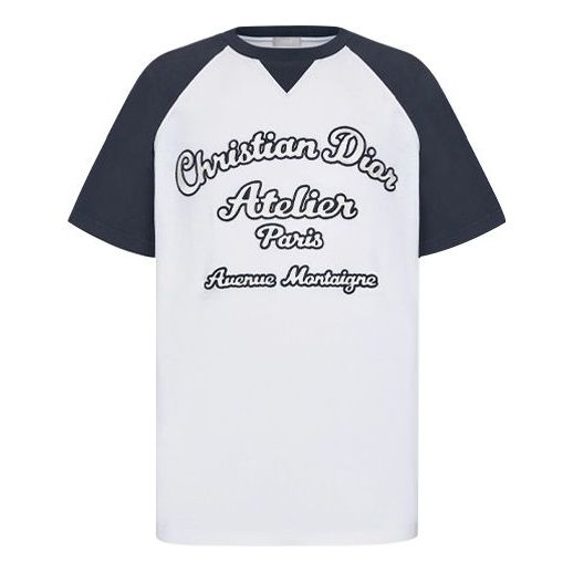 Men's DIOR SS22 Alphabet Pattern Loose Short Sleeve White T-Shirt 13J635A0677-C085