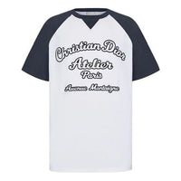 Men's DIOR SS22 Alphabet Pattern Loose Short Sleeve White T-Shirt 13J635A0677-C085