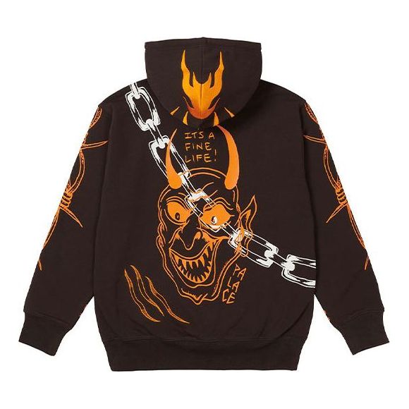 PALACE x Lotties Crossover Devil Hood Pattern Printing Loose Brown P20HD022