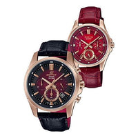 CASIO General EDIFICE & SHEEN Japan / South Korea Fashion Couple Red/Black Analog EFR-560CXL-4A&SHE-3060CXL-4A